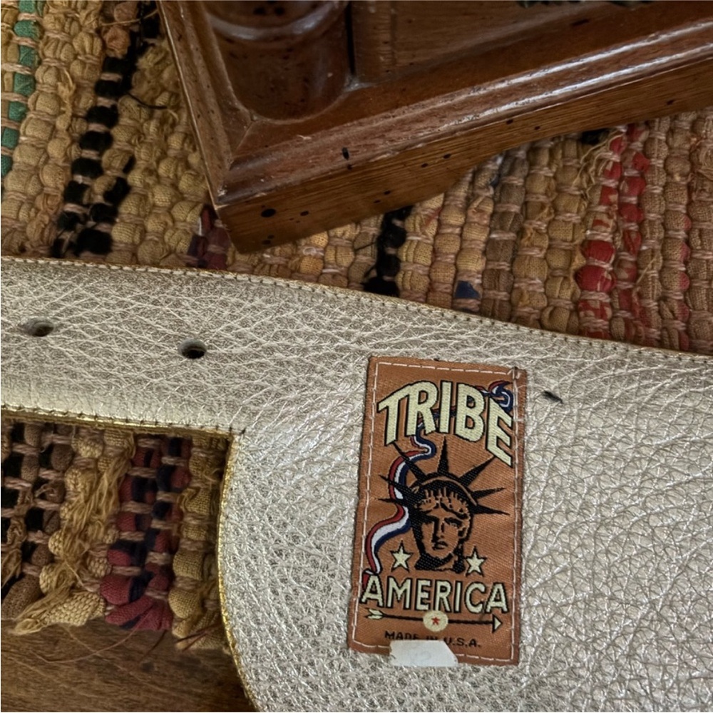 Tribe America Gold Leather Belt - Picture 6 of 6